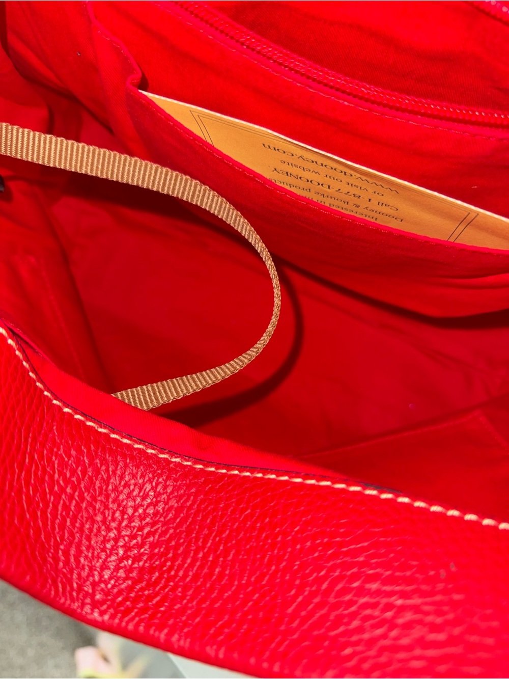 NWOT! Dooney & Bourke Red Leather Hobo with Brown Trim - Picture 4 of 8